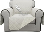 ISSUNTEX Double Protection 100% Waterproof Chair Sofa Covers for Living Room, Couch Covers for Chair Sofa, Reversible Furniture Protector Sofa Cover for Dogs, Pets, Kids (Chair, Ivory/Ivory)