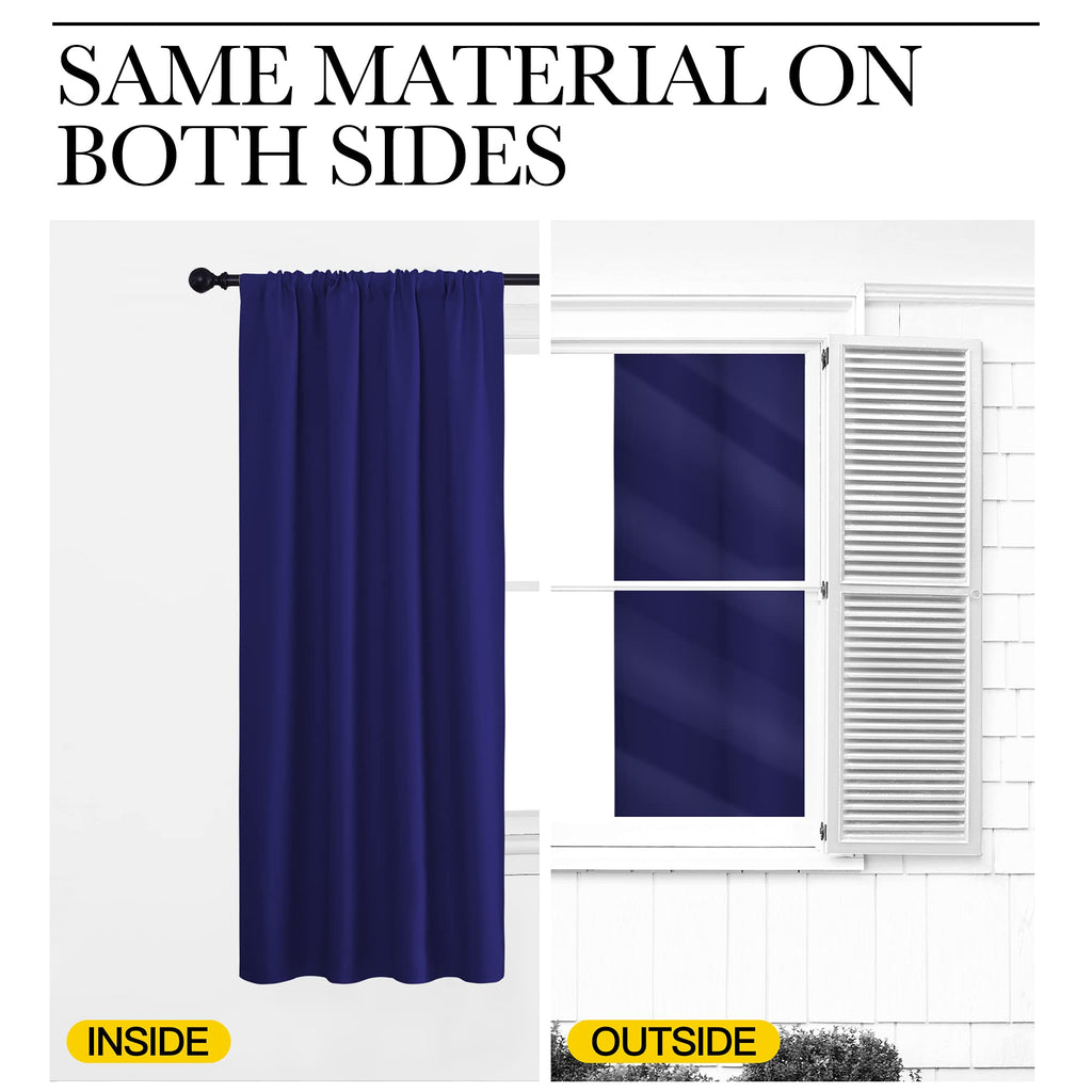 NICETOWN 2 Panels Blackout Curtains, Rod Pocket Thermal Insulated Drapes 84 inches Long, Easy-Care Modern Home Decoration Sunshades for Guest Room, Living Room, Office, 62 x 84 Inch, Royal Blue