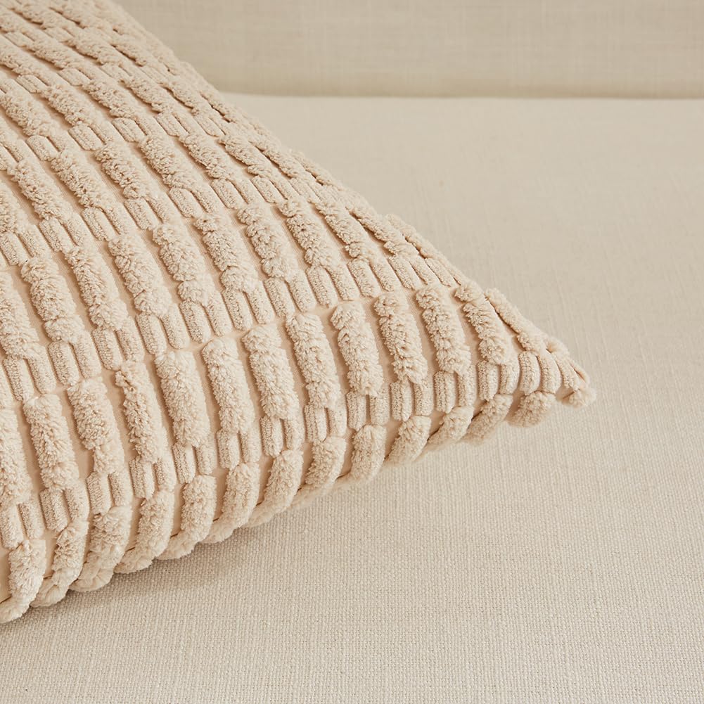 Fancy Homi 4 Packs Decorative Throw Pillow Covers for Living Room Couch Bed, Modern Farmhouse Boho Home Décor Accent Cushion Case, 28" x 20", Neutral
