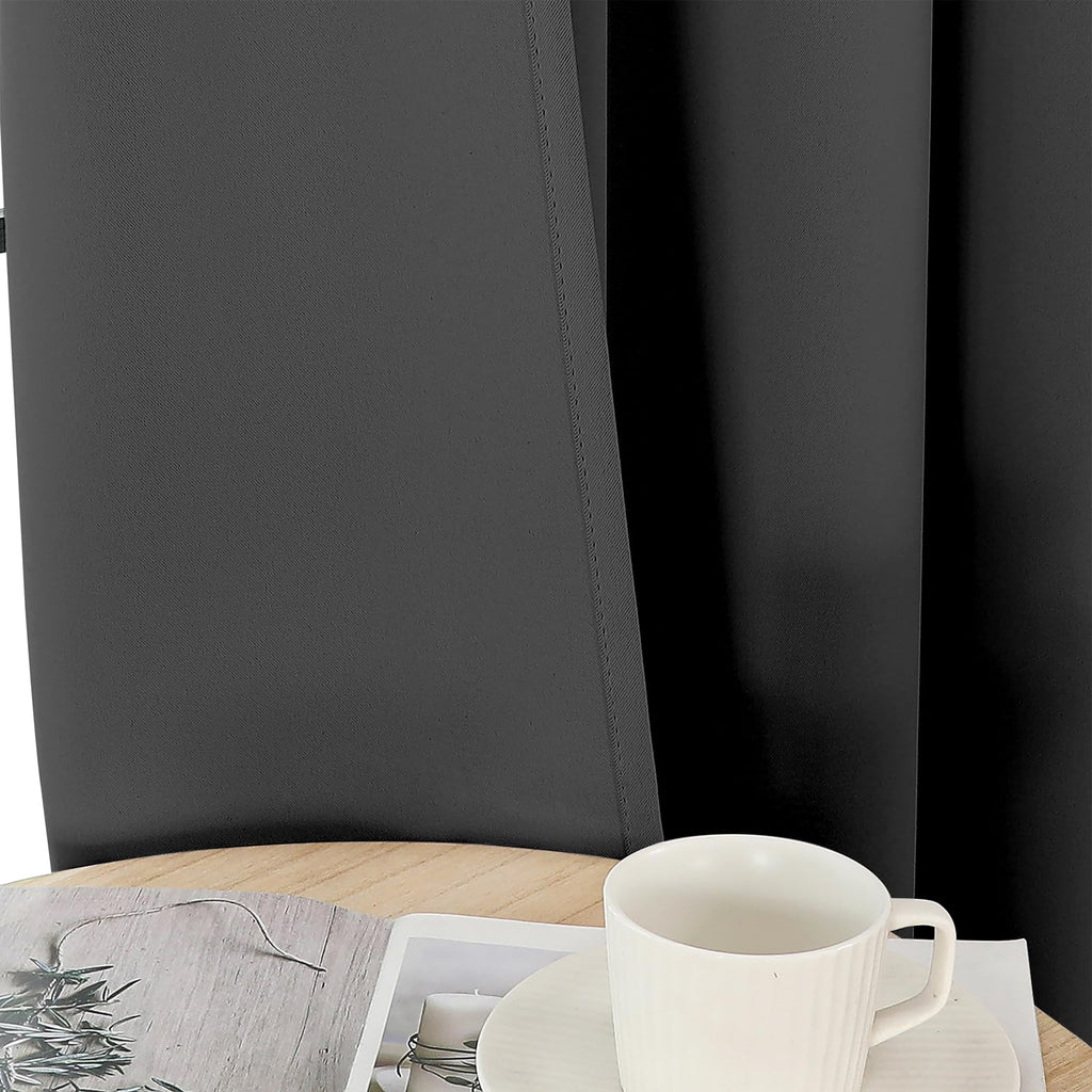 Joydeco 120 inches Long Blackout Curtains 2 Panels Set, Thermal Insulated Length Curtains & Drapes 2 Burg for Living Room Bedroom Window(Dark Grey, W52 x L120 Inch)