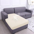hyha Waterproof Couch Cushion Covers, Sectional Sofa Cushion Slipcovers L Shape, Thick Stretch Jacquard Fabric, Washable Chaise Lounge Cover with Elastic Bottom (1 Piece for Chaise, Light Beige)