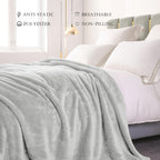 Exclusivo Mezcla Fuzzy Plush Fleece Bed Blanket Twin XL Size, Light Grey