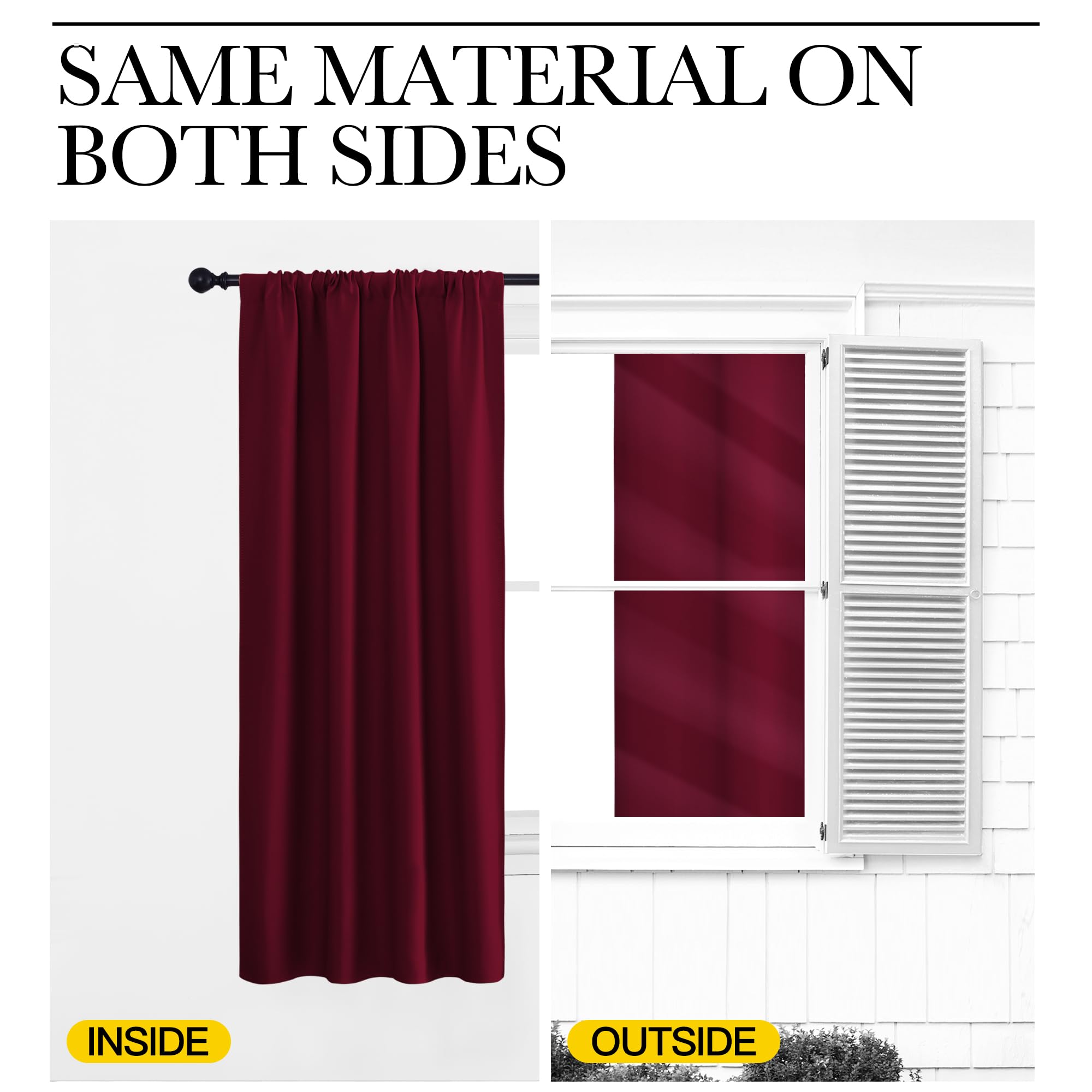 NICETOWN Blackout Curtains for Bedroom, Blackout Curtain Panels, Wine Red, 1 Pair, 42 by 45-inch, Window Treatment Energy Saving Thermal Insulated Solid Rod Pocket Blackout Drapes/Draperies