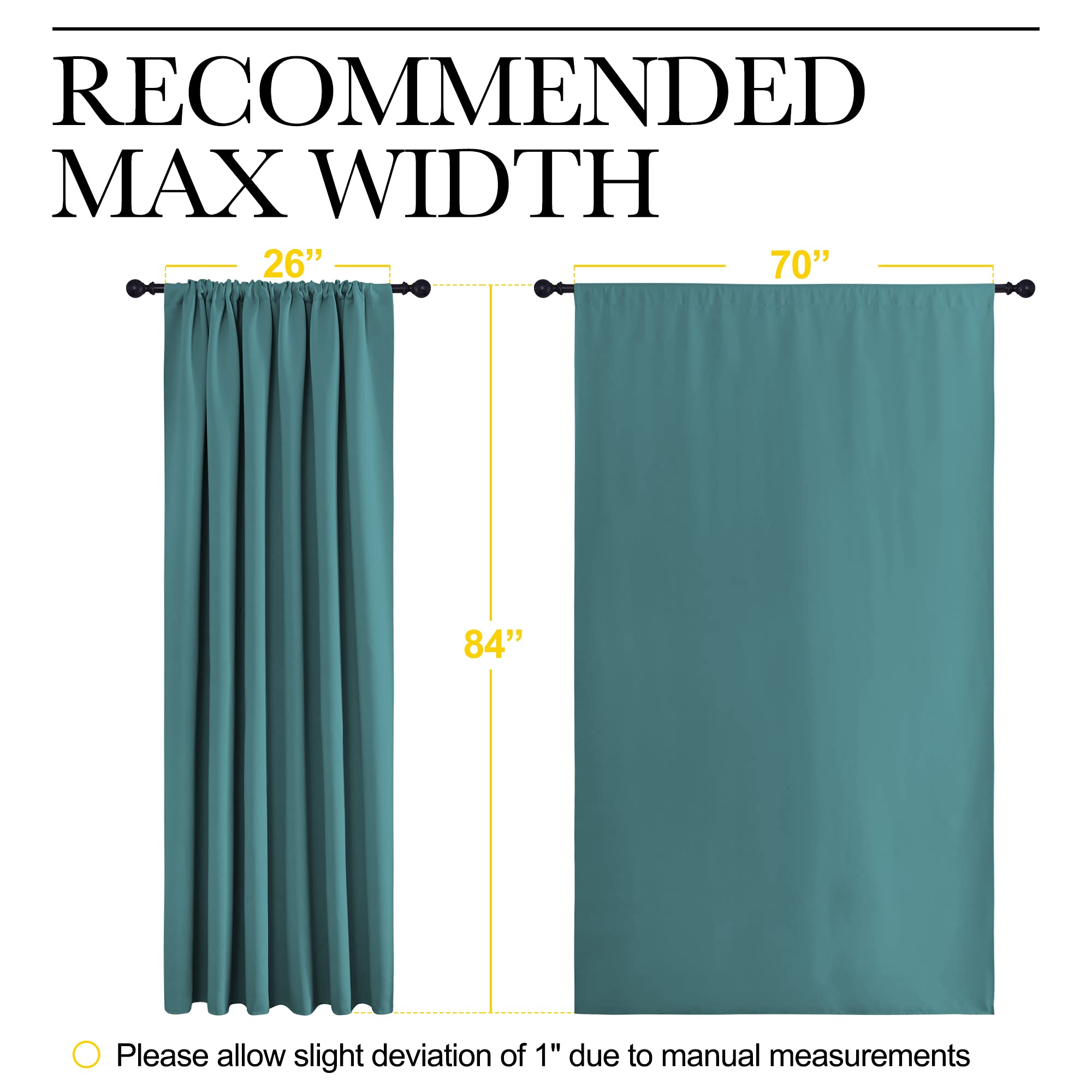 NICETOWN Living Room Curtains, Window Curtain Panels, Thermal Insulated Solid Rod Pocket Blackout Draperies/Drapes (Sea Teal, One Pair, 70 by 84-inch)