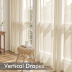 MIULEE Cream Sheer Curtains 63 Inches Long 4 Panels 42 x 63 Inches