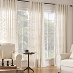 jinchan Belrose Lined Linen Blend Curtains Boho Floral Curtains for Bedroom 84 Inch Length Ivory Embroidered Drapes Rod Pocket Farmhouse Flower Drapes for Living Room Window Treatments Set 2 Panels