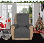 Easy-Going Recliner Sofa Slipcover Reversible Sofa Cover Water Resistant Couch Cover Furniture Protector with Elastic Straps for Pets Kids Children Dog Cat (Recliner, Dark Gray/Beige)