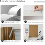 Self Adhesive Curtains, Stick Curtain Blackout Shades Window Cover Curtains for Living Room No Drilling, 35" W X 59" L, Brown, 1 Panel