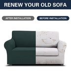 Cupuamon 2026 New Stretch Loveseat Sofa Slipcovers Couch Cover for 2 Cushion Furniture Protector Sofa Covers with Elastic Bottom Jacquard Fabric Small Checks for Pets, Kids - Hunter