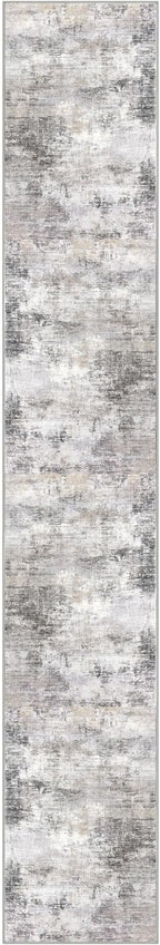 IOHOUZE Abstract Runner Rug 2x12 Ft Washable Runners for Hallways, Non Slip Kitchen Runner Printed Faux Wool Entryway Runner Indoor, Modern Abstract Floor Carpet for Hall Kitchen, Grey Beige