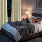 RYB HOME Bedroom Blackout Curtains 84 inches Long, 100% Blackout Thermal Insulated Noise Reducing Curtains for Living Room Nursury, 42 inches Wide by 84 inches Long, Beige