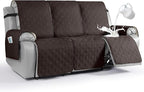 VANSOFY Waterproof Recliner Couch Covers, Sofa Covers 1-Piece Washable Reclining Sofa Cover Non-Slip Furniture Protector with Elastic Straps Pocket for Dogs, Pets(Chocolate,3 Seater)