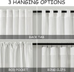 Off White Linen Sheer Curtains 102 Inches 2 Panels Set Back Tab Rod Pocket Extra Long Semi Sheer Light Filter Vintage Curtain Drapes Room Decor Aesthetic Curtains for Living Room High Window 40x102
