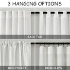 Extra Wide 100 Inch Linen Curtains for Living Room Divider Light Filtering Semi Sheer Back Tab Patio Curtains for Sliding Door Off White Coastal Decor Sunroom Floor to Ceiling Window Curtain 100x84