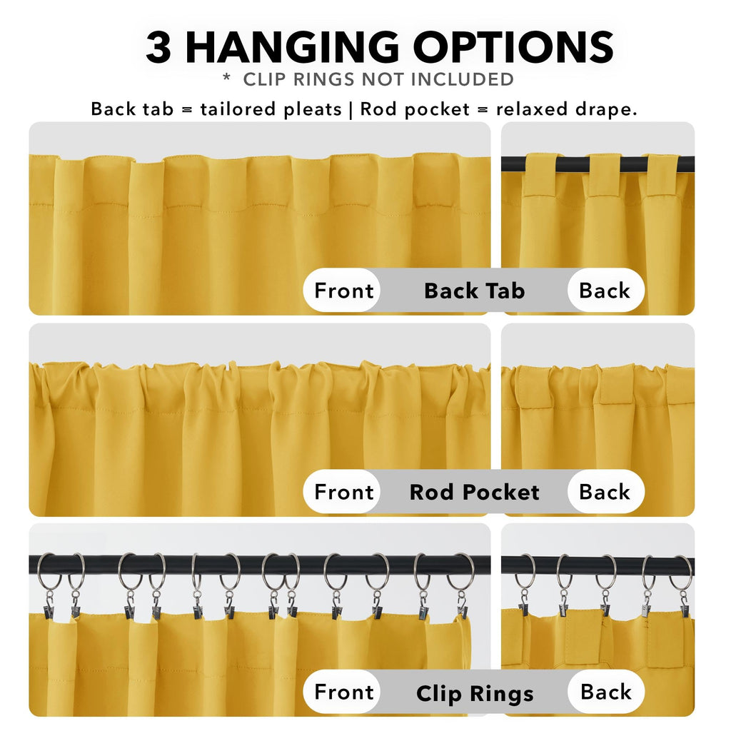 Deconovo Rod Pocket and Back Tab Blackout Curtains for Living Room Thermal Insulated Room Darkening Curtains 42Wx95L Inch Mellow Yellow 2 Panels