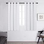 Deconovo White Room Darkening Curtains for Kitchen Nursery Office (52x63 Inch, Silver Grey/Geometry, 2 Panels) Thermal Insulated Soundproof Drapes for Bedroom Living Room