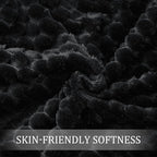 Exclusivo Mezcla Fleece Throw Blanket for Couch, Extra Large Fuzzy Black Bed Blankets, Soft Cozy Plush Sofa Throws for All Seasons, 50x70 Inches