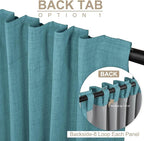 100% Blackout Shield Linen Blackout Curtains for Bedroom 90 Inches Long, Back Tab/Rod Pocket Living Room Drapes, Thermal Insulated Blackout Curtains 2 Panels Set, 50" W x 90" L, Dark Cyan