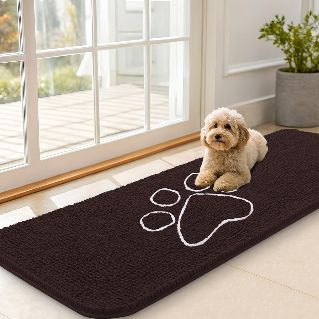 OLANLY Dog Door Mat for Muddy Paws 59x20, Super Absorbent Chenille Mud Mat