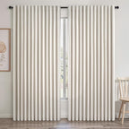 Extra Wide 100 Inch Length Blackout Curtains & Drapes 90 Inches Long 2 Panels Set for Sliding Glass Doors Modern Pleated Linen Blend Heavy Floor to Ceiling Large Window Drapes(100"Wx90"Lx 2 Birch)