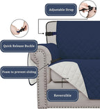 Easy-Going Reversible Chair Cover Washable Sofa Cover for Dogs Water Resistant Couch Slipcover Furniture Protector Cover with Adjustable Straps for Pets (Chair 30 in, Navy/Ivory)