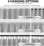 Deconovo Blackout Curtains, Thermal Insulated, W52 x L45 2 Panels, Back Tab, Machine Washable, Room-Darkening Drapes for Bedroom/Living Room Greyish White
