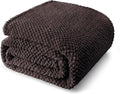 Whale Flotilla King Size Fuzzy Fleece Blanket, Fluffy Warm Soft Jacquard Bed Blankets for All Season, Lightweight and Cozy, 90x104 Inch, Coffee