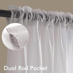 MIULEE Greyish Lilac Sheer Curtains 90 Inches Long, 4 Panels Set, Rod Pocket Light Filtering Window Drapes for Bedroom and Living Room, Elegant Airy Fabric, 42 x 90 Inches