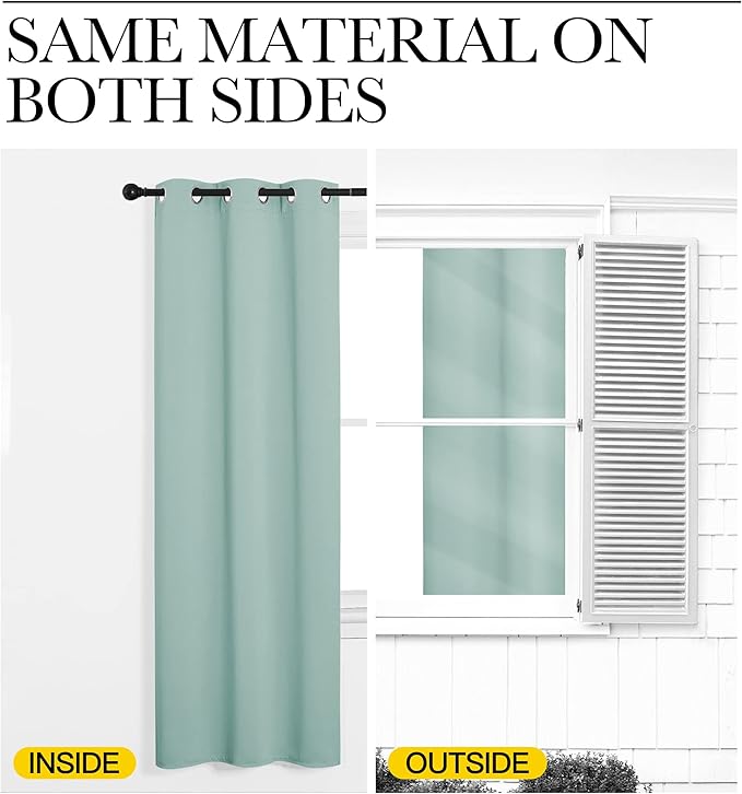 NICETOWN Patio Glass Door Panels - Blackout Curtains for Bedroom/Living Room, Privacy Panel Drapes for Dining and Guest Room (Aqua, 42 inches Wide x 90 inches Long, 1 Pair)