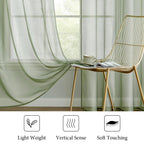 MIULEE 2 Panels Sage Green Sheer Curtains 96 inches Long, 54 X 96 Inches