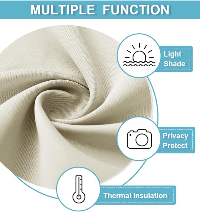 RYB HOME Curtains for Bedroom 84 inches Long 2 Panels Set, Privacy Thermal Insultaed Sunlignt Heat Blocking Drapes for Nursery Rental Room, Width 42 by Length 84, Beige