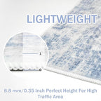 IOHOUZE Abstract Runner Rug 2x7 Ft Washable Runners for Hallways, Non Slip Kitchen Runner Printed Faux Wool Entryway Runners Indoor, Modern Floor Carpet for Hall Kitchen Bedroom, Light Blue Grey