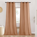 NICETOWN Linen Burnt Orange Window Curtains 84 inches Long, Grommet Thick Linen Blend Window Treatments Privacy Assured with Light Filtering for Bedroom/Living Room, W42 x L84