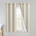 NICETOWN Linen Blackout Curtains for Kitchen, Beige, 2 Panels, 34" Wide x 48" Long, Short Kitchen Burlap Linen 100% Blackout Drape Panels for Night Shift, Great Job for Blocking Light