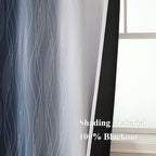 Navy Blue and Greyish White Blackout Curtains for Living Room 90 Inch Long