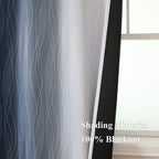 Navy Blue and Greyish White Blackout Curtains for Kitchen 36 Inch Length