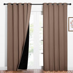 NICETOWN Warm Curtains for Winter, 100% Blackout Curtains Thermal, Noise Reduction and Privacy Curtains for Patio Door, Black Lined Blackout Drapes with Grommet Top, Cappuccino, 1 Pair, W62 x L84