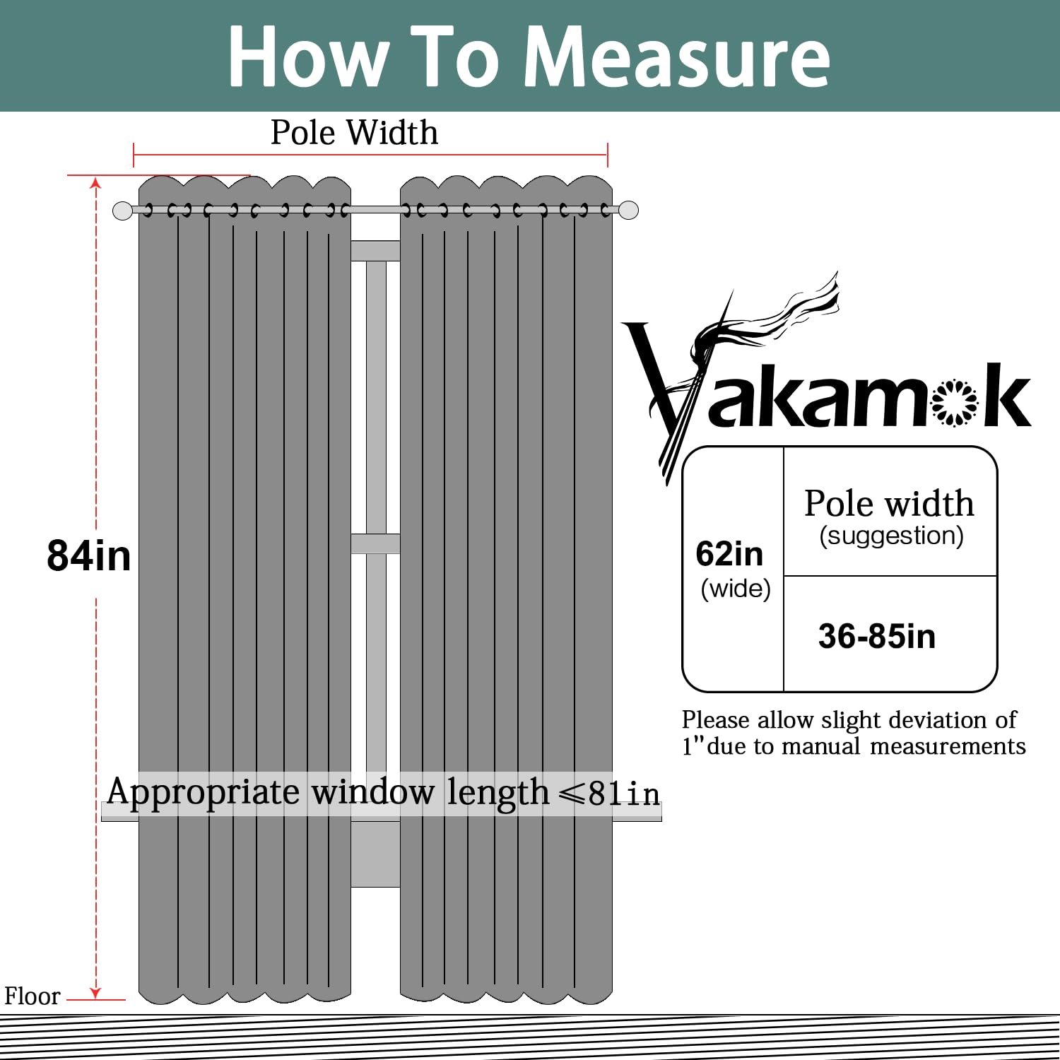 Yakamok Room Darkening Curtains 62x84 inch Length Dove Grey-Living Room