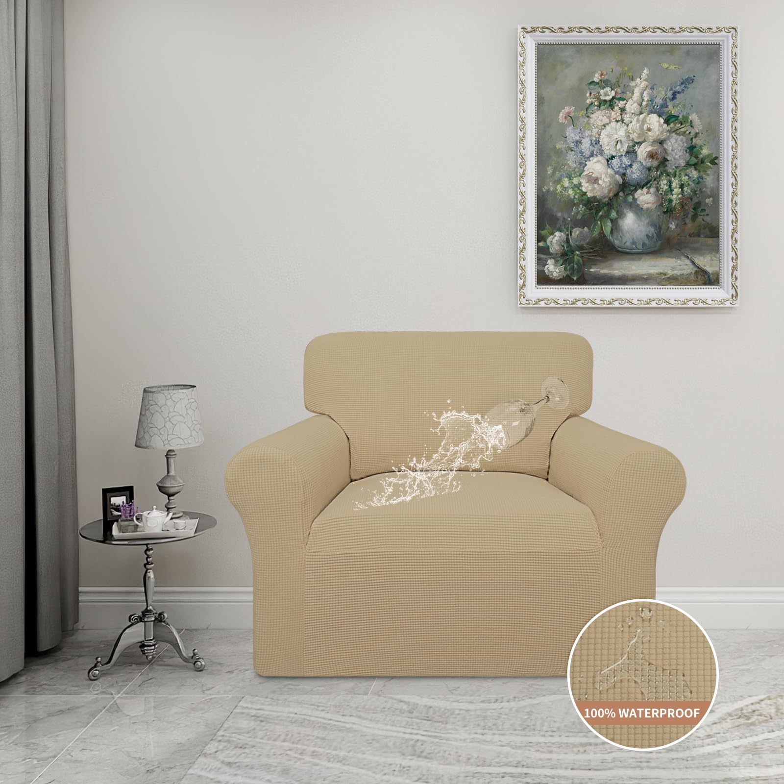 Easy-Going 100% Waterproof Chair Couch Cover, Stretch Jacquard Sofa Cover