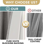 H.VERSAILTEX Linen Blackout Curtains 45 Inches Long 100% Blackout Thermal Insulated Textured Linen Look Curtain Draperies Anti-Rust Grommet, Energy Saving with White Liner, 2 Panels, Dove Gray