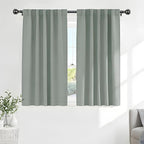 PONY DANCE Sage Green Blackout Curtains, Solid Back Tab Thermal Insulated Light Blocking Drapes for Kitchen/Bathroom Window, Short Small Drapes for RV Camper, 42 W x 45 L, 2 Panels