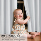 RYB HOME Short White 100% Blackout Curtains for Small Window