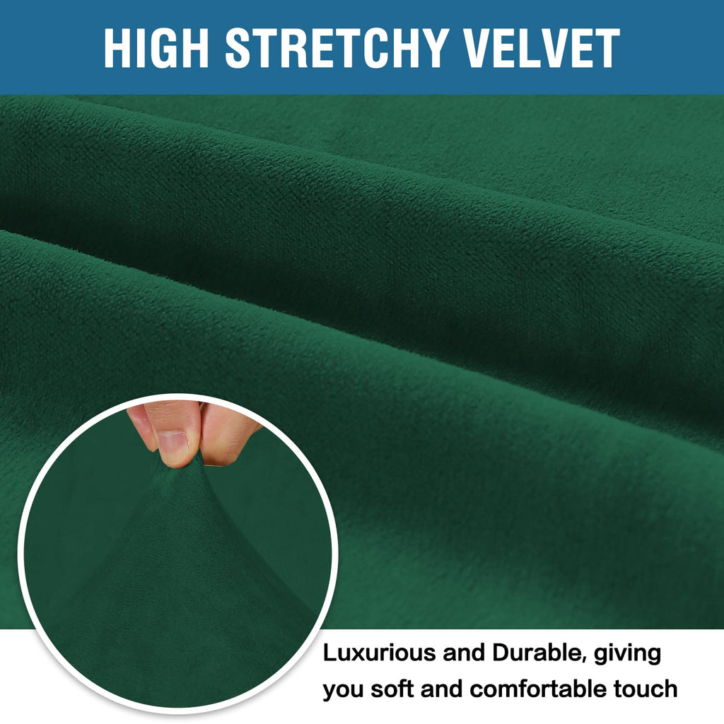 H.VERSAILTEX 1 Peice Stretch Velvet Sofa Covers for 3 Cushion Couch Covers Sofa Slipcovers Furniture Protector Soft, Crafted from Thick Comfy Rich Velour (Sofa 72"-90", Christmas Green)
