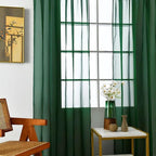 SpaceDresser Basic Rod Pocket Sheer Voile Window Curtain Panels Foliage Green 1 Pair 2 Panels 52 Width 36 Inch Long for Kitchen Bedroom Children Living Room Yard（Foliage Green, 52W x 36L）