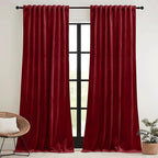 RYB HOME Red Velvet Curtains 84 inches - Darkening Curtains for Bedroom, Thermal Insulated Window Drapes for Living Room Dinning Room Theater, Width 52 x Length 84 inch, Red, 2 Panels