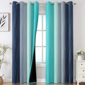 Navy Blue and Teal Gradient Blackout Curtains for Living Room 84 Inch Long