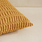 Fancy Homi 4 Packs Mustard Yellow Decorative Throw Pillow Covers 14x24 Inch for Couch Bed Sofa, Rustic Farmhouse Boho Home Decor, Soft Plush Striped Corduroy Square Cushion Case 35x60 cm