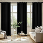 MIULEE Black Blackout Curtains for Bedroom Living Room 84 Inches Long 2 Panels, Thermal Insulated Room Darkening Drapes Solid Grommet Noise Reduction Light Blocking Window Treatments 50x84 Inch