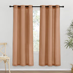 NICETOWN Burnt Orange Thick Linen Curtains 72" Length, Grommet Privacy Window Treatments Linen Weave with Light Penetration Vertical Drapes for Farmhouse/Home Office, W42 x L72, 2 Panels
