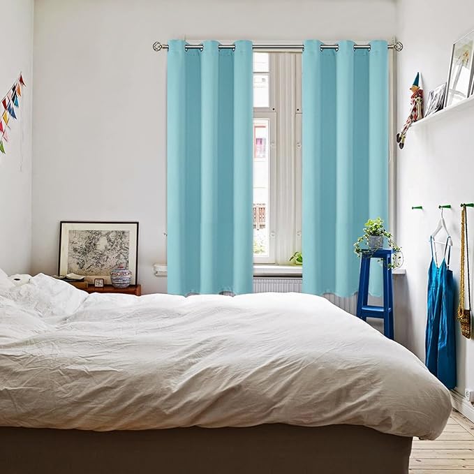 BGment Baby Blue Blackout Curtains for Bedroom 63 Inch Long - 2 Panels